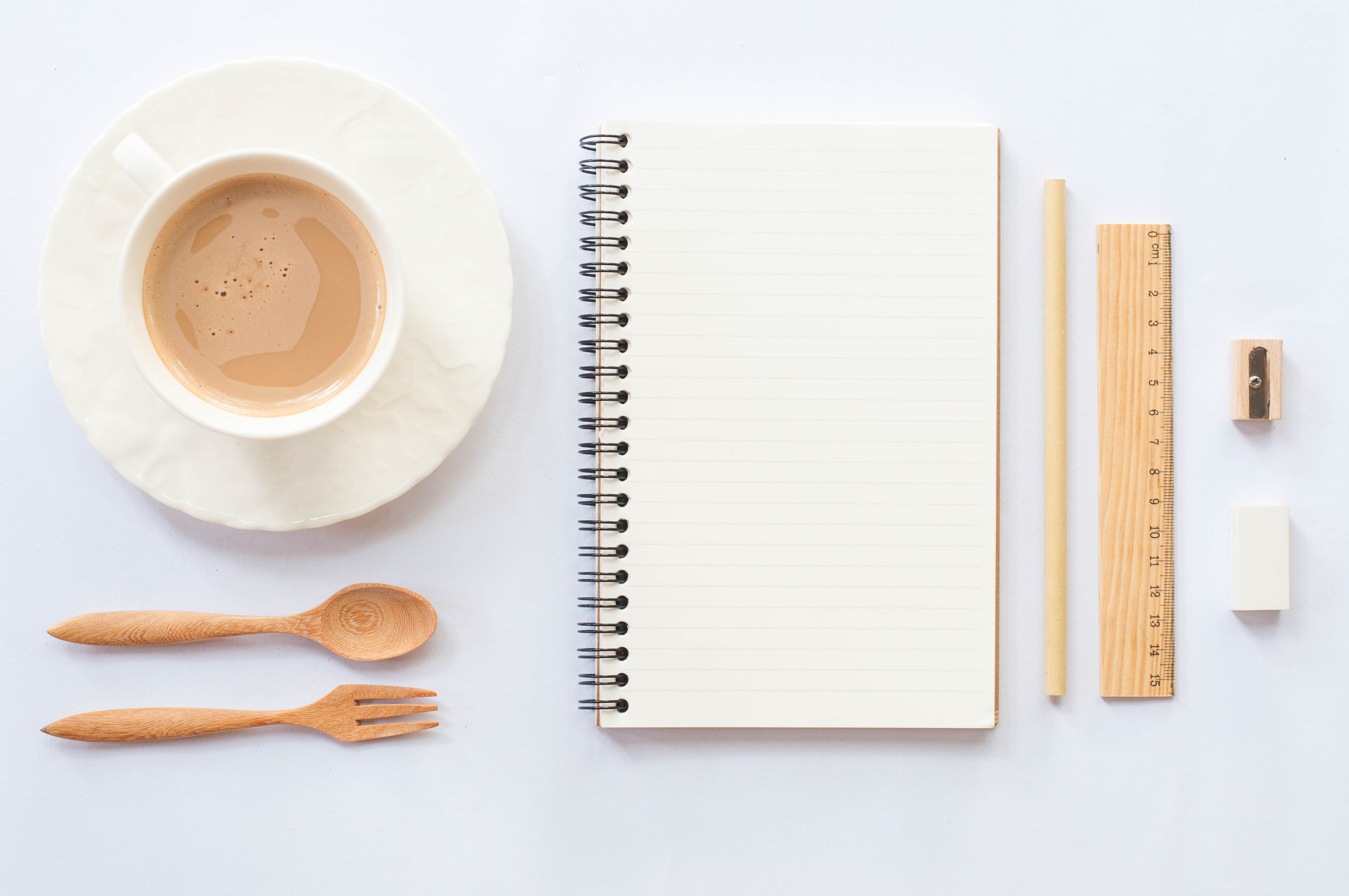 Flat,Lay,Of,Office,Equipment,On,White,Background,With,Blank,